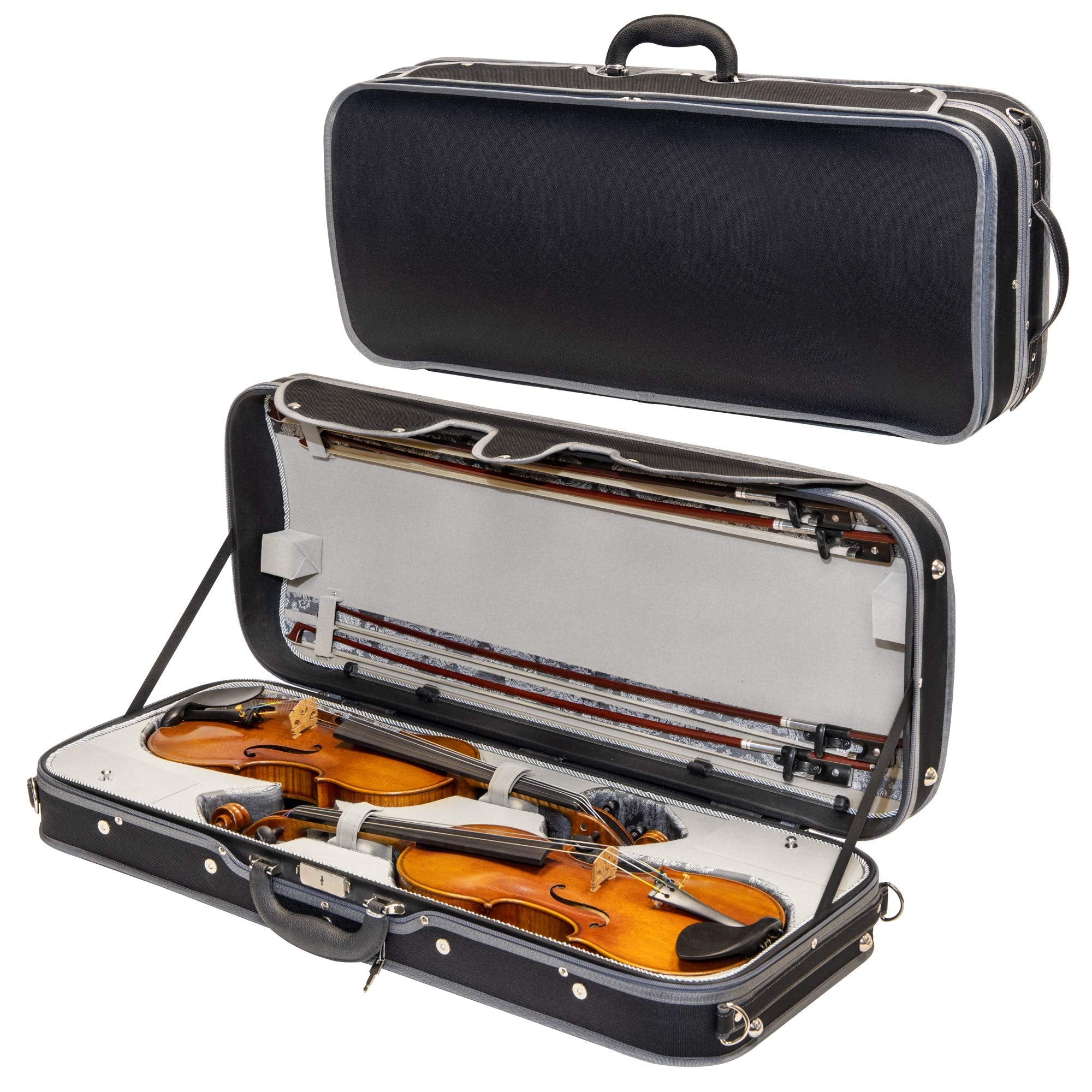 Hard-Shell Wood Double Violin Case, NN-8001W